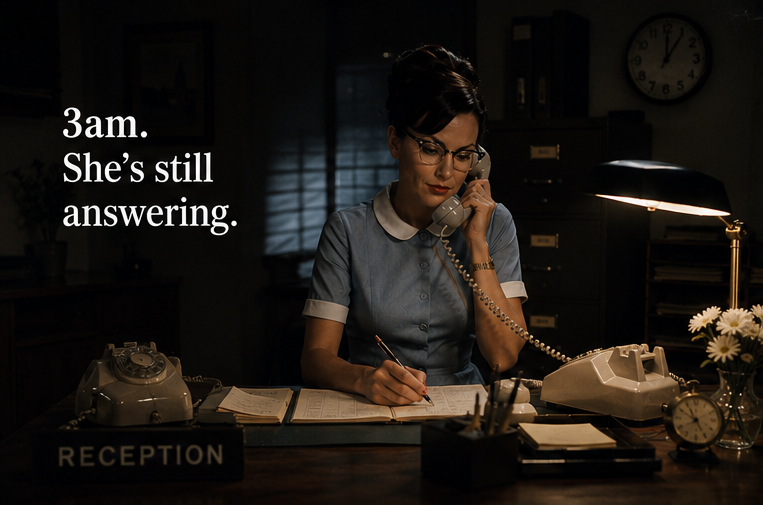 Miss Callaway AI receptionist handling multiple simultaneous calls — completely in control